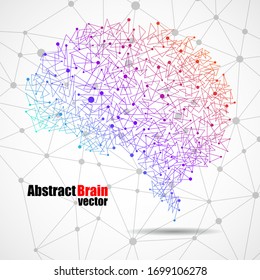 Abstract human brain of dots and lines, polygonal structure, vector illustration eps 10