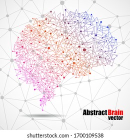 Abstract human brain of dots and lines, polygonal structure, vector illustration eps 10