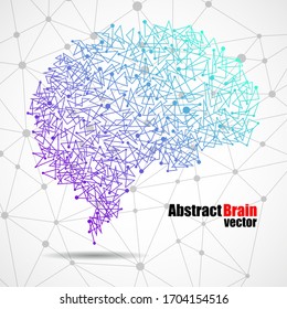 Abstract human brain of dots and lines, polygonal structure, vector illustration eps 10