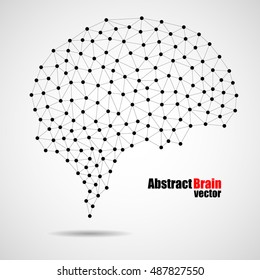 Abstract human brain from dots and lines, network connections, vector illustration eps 10