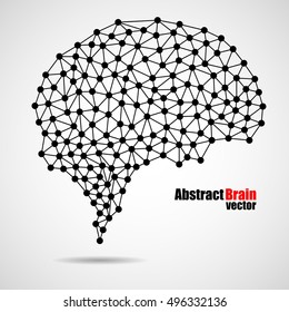 Abstract human brain from dots and lines, network connections, vector illustration eps 10