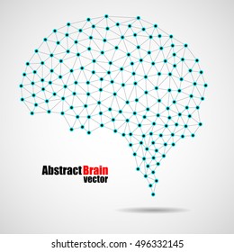 Abstract human brain from dots and lines, network connections, vector illustration eps 10