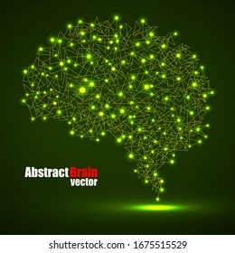 Abstract human brain of glowing dots and lines, polygonal structure, vector illustration eps 10