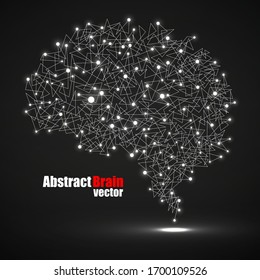 Abstract human brain of glowing dots and lines, polygonal structure, vector illustration eps 10