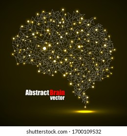 Sinopsis del cerebro humano de los puntos y líneas brillantes, estructura poligonal, ilustración vectorial, pasos 10