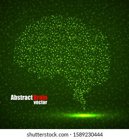Abstract human brain of glowing particles, technology concept. Vector