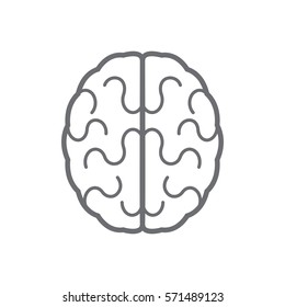 Abstract human brain icon. Vector illustration. Gray brain icon on white background
