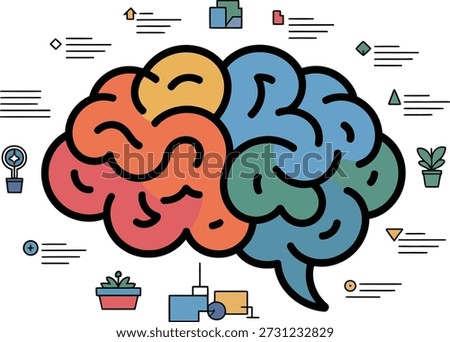 Abstract Human Brain Infographic for Creative Mental Power