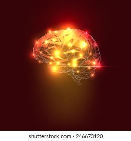 Abstract Human Brain with Lights. Vector Illustration