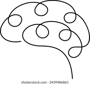 Abstract human brain line art. Hand drawn style illustration
