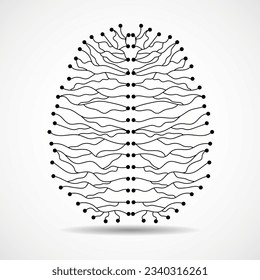 Abstract human brain of lines and dots. Vector illustration