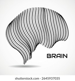 Abstract human brain. Logo with black lines