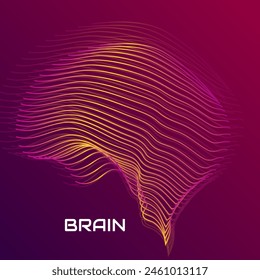 Abstract human brain. Logo with colorful lines