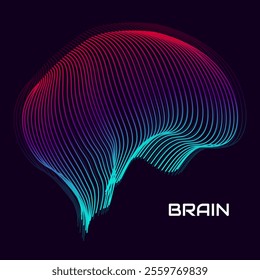Abstract human brain. Logo with colorful lines