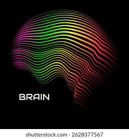 Abstract human brain. Logo with colorful lines