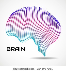 Abstract human brain. Logo with colorful lines