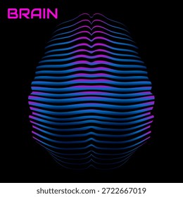 Abstract human brain. Logo with colorful lines