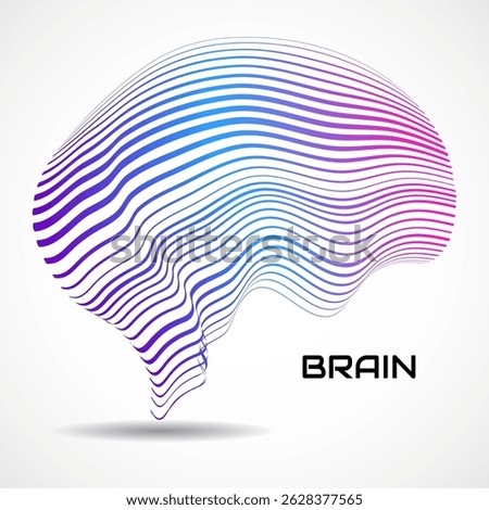 Abstract human brain. Logo with colorful lines