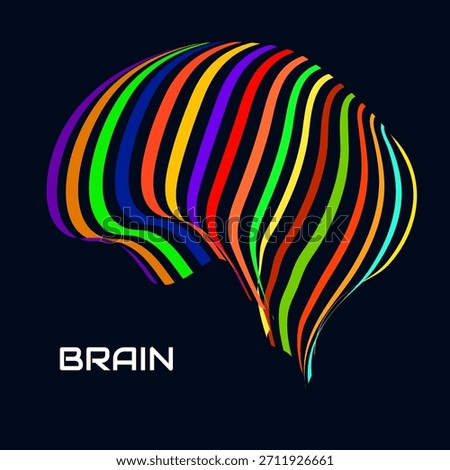Abstract human brain. Logo with colorful lines