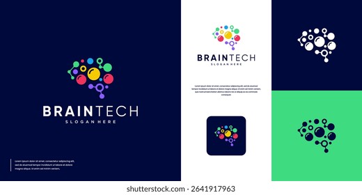 abstract human brain shape molecular circuit, interconnected, digital technology service, vector graphic template.