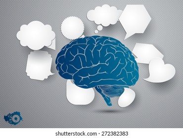 Abstract human brain with thoughts