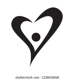 abstract human care characters vector logo, modern concept, glyph design, health care sign 