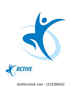 Abstract human character - concept business logo template vector illustration. Running man creative sign. Active sport fitness symbol. Dancer icon. Graphic design element. 
