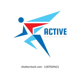 Abstract human character - concept business logo template vector illustration. Running man creative sign. Active sport fitness symbol. Graphic design element. 