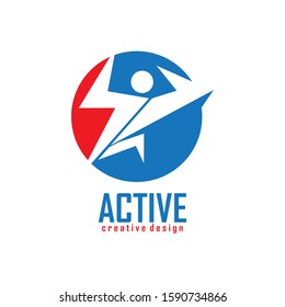 Abstract human character - concept business logo template vector illustration. Running man creative sign. Active sport fitness symbol. Graphic design element.
