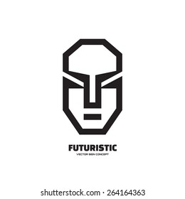 Abstract human character face - vector logo template concept illustration. Futuristic head sign. Android symbol. Androgen icon. Design element. 