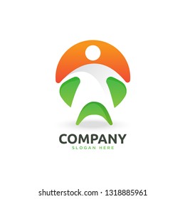 abstract human circle logo template