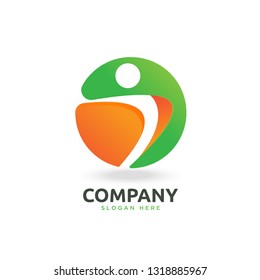 abstract human circle logo template