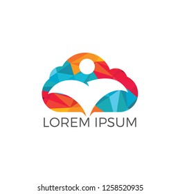 Abstract Human Cloud Logo Design. Business corporate cloud logo design vector.