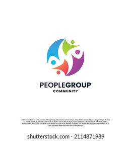 abstract human community logo design. community colorful logo template modern concept.