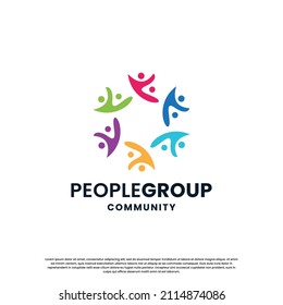 abstraktes Logo-Design der menschlichen Gemeinschaft. Community bunter Logo Template modern Konzept.
