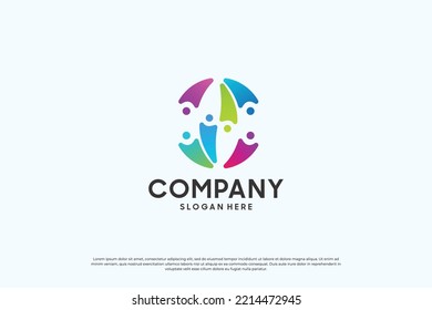 abstract human community logo design. colorful unity concept.