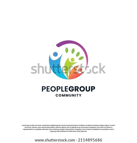 abstract human community logo design. community colorful logo template modern concept.