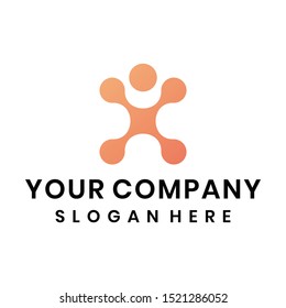 Abstract human connecting dots logo design vector