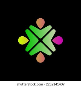 Abstract human crowd Cooperation Together Unity Logo
