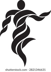 Abstract Human Dancer Silhouette - Tribal Flame Dance Movement Icon