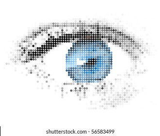 Abstract human - digital - blue eye made from circles