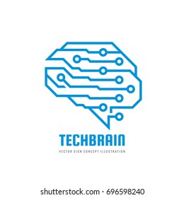 Abstract human digital brain - business vector logo template concept illustration. Creative idea sign. Infographic symbol. Design element.