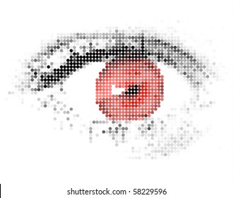 Abstract human - digital - red eye made from circles