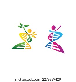 conjunto de diseño del logotipo del vector del ADN humano abstracto