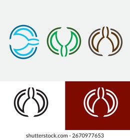 Abstrair logotipos de emblema humano com figuras de braços levantados em formas ovais. Ideal para empoderamento, identidade, bem-estar e marca de ONG. Inclui arquivo de vetor editável com várias variações de cores.