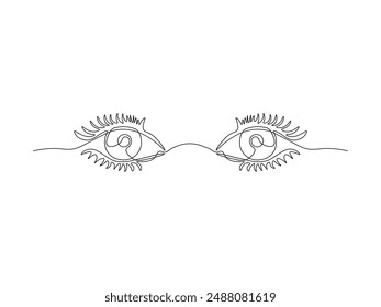 Abstract human eye, continuous single line art hand drawing sketch