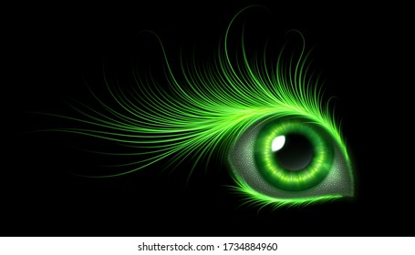 Abstract human eye, hand drawn fantasy art. Vector illustration.