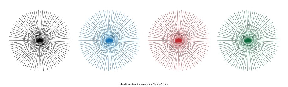Abstract human eye iris patterns with vibrant colors and geometric fractal designs for modern art and science concepts