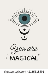Abstract human eye. Vector illustration isolated on light background. Logo, poster, card, card tarot, icon or print