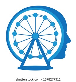 Abstract human face with a circle Ferris wheel shape logo design inspiration for business, application or branding identity
